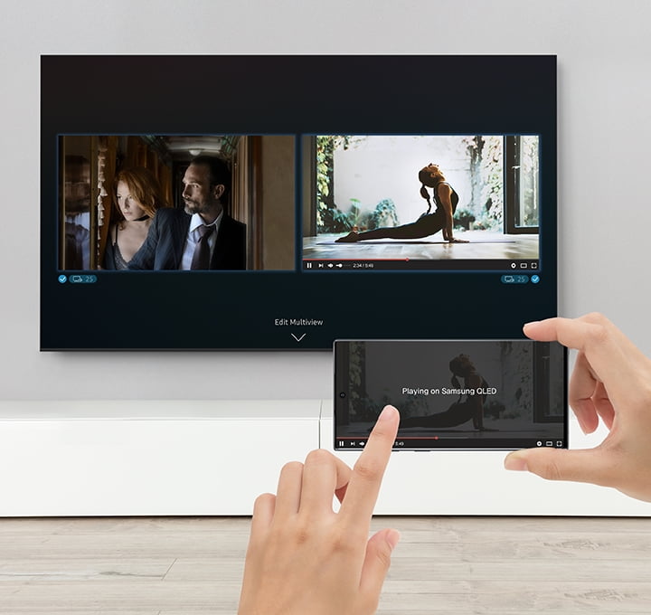 Korzystaj z funkcji Multi View i oglądaj kilka rodzajów treści jednocześnie na jednym z nowych telewizorów QLED 2020
