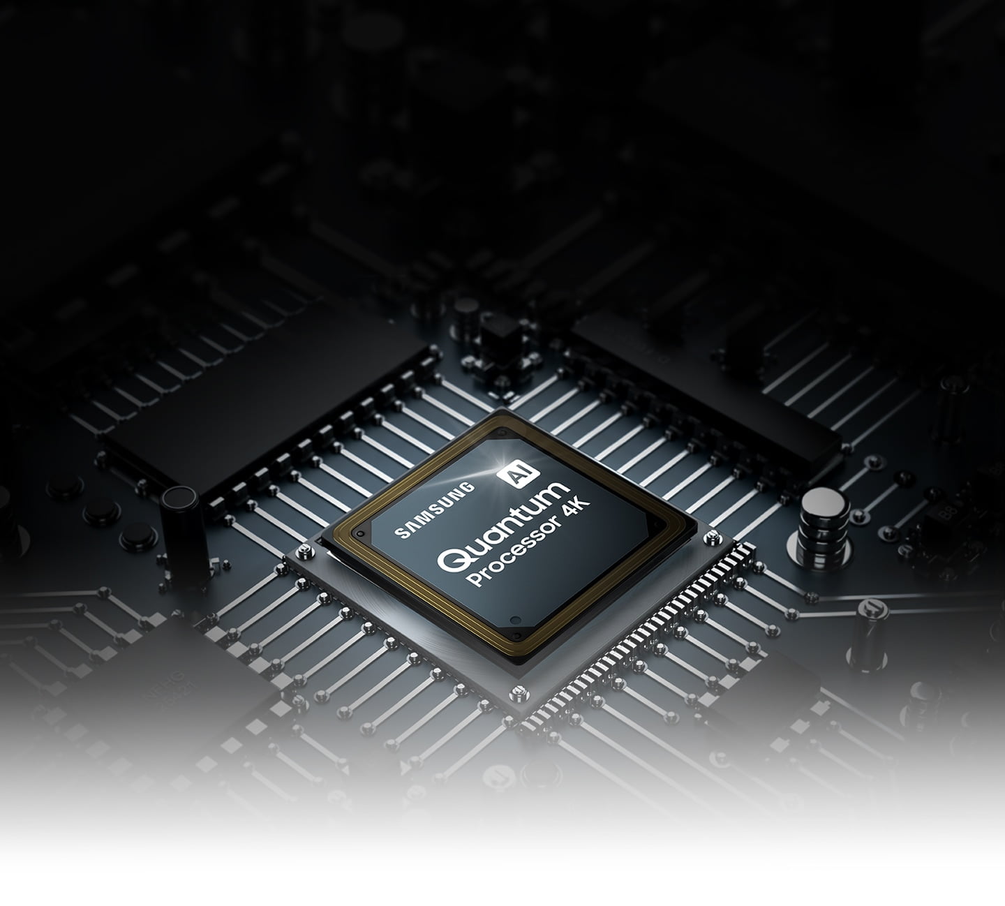 Procesor AI Quantum 4K w nowych telewizorach Samsung QLED Q70A zapewnia skalowanie do 4K dzięki sztucznej inteligencji.