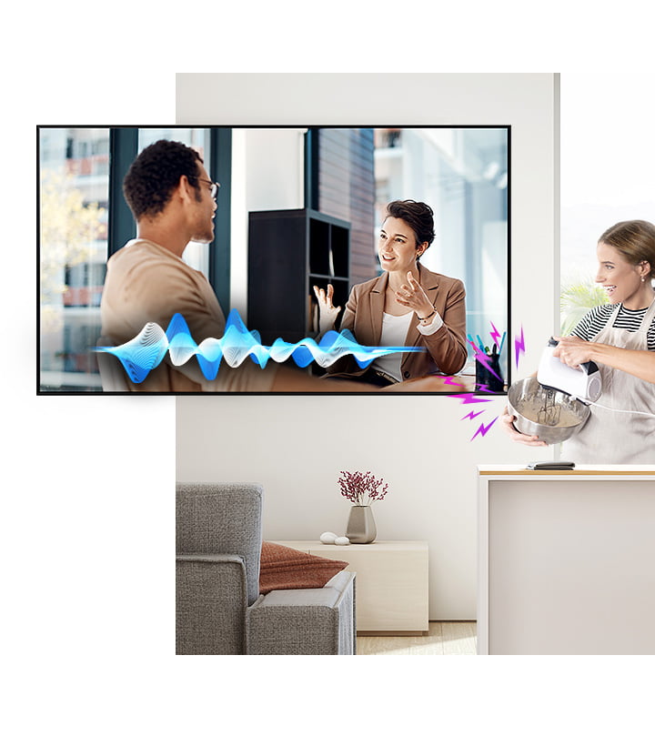 Aktywny Wzmacniacz Głosu w telewizorze Samsung 4K QLED wychwyci niepożądane treści i wzmocni dźwięk dialogów!